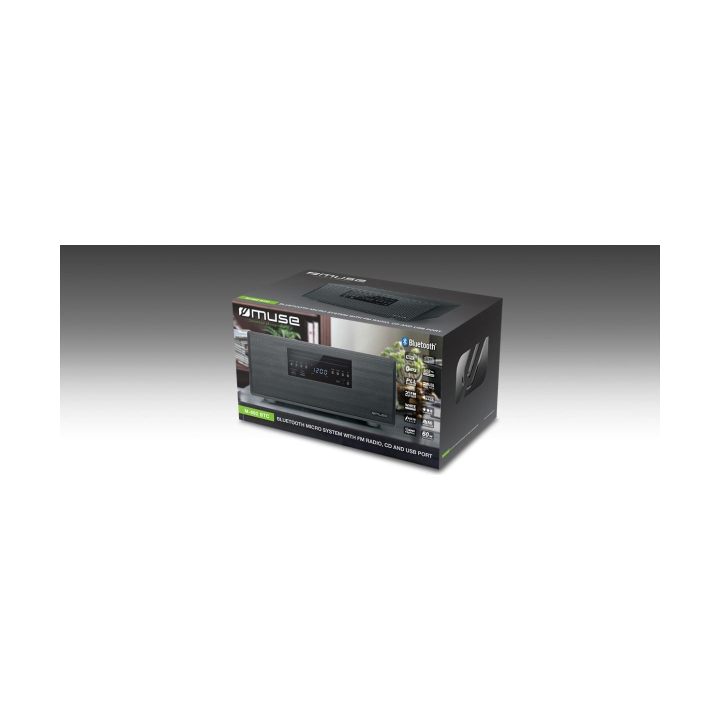 Muse | Bluetooth Micro System | M-692 BTC | 2 x 30 W | Bluetooth | Wireless connection | NFC features | Black