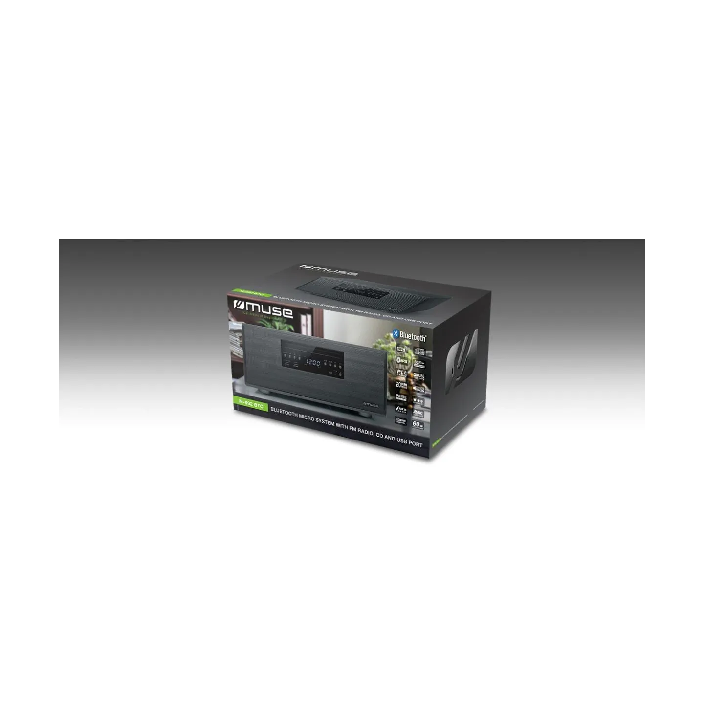 Muse | Bluetooth Micro System | M-692 BTC | 2 x 30 W | Bluetooth | Wireless connection | NFC features | Black