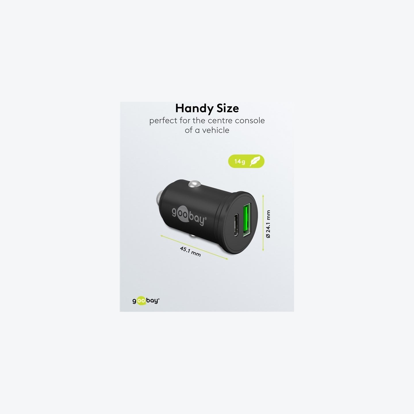 Goobay Dual-USB Car Fast Charger USB-C PD (Power Delivery), 45 W | 61739