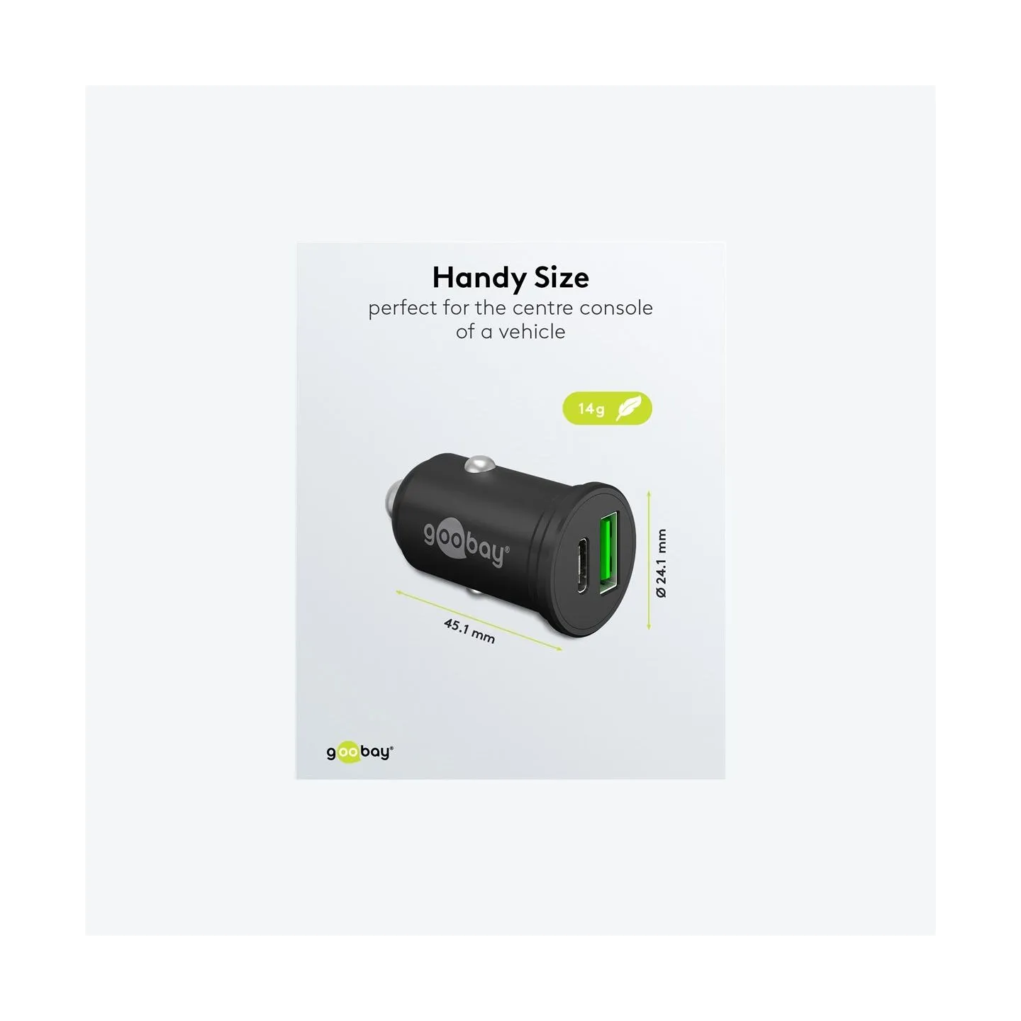 Goobay Dual-USB Car Fast Charger USB-C PD (Power Delivery), 45 W | 61739