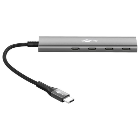 Goobay Slim 4-Port USB Hub, USB-C to USB-C, 5 Gbit/s