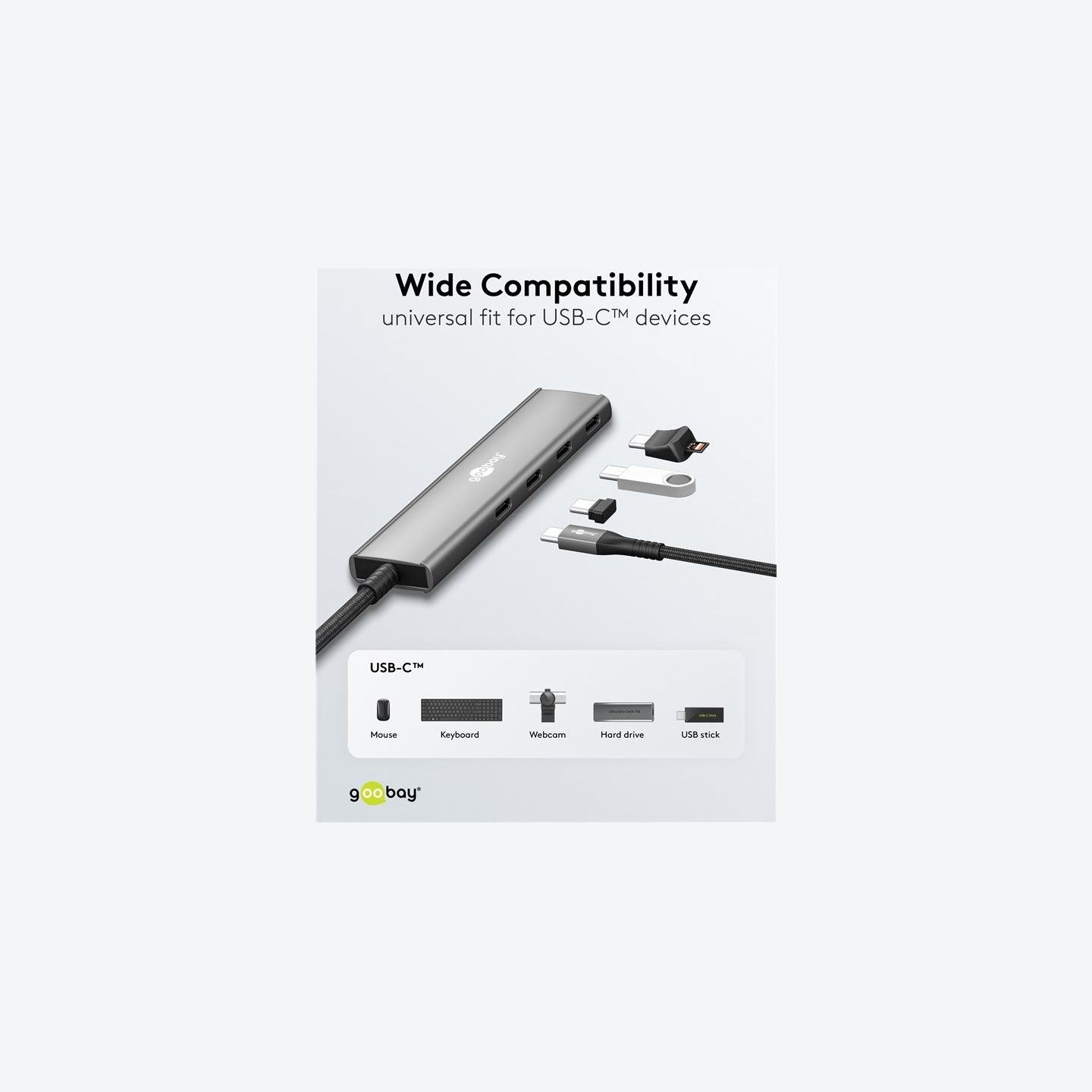 Goobay Slim 4-Port USB Hub, USB-C to USB-C, 5 Gbit/s