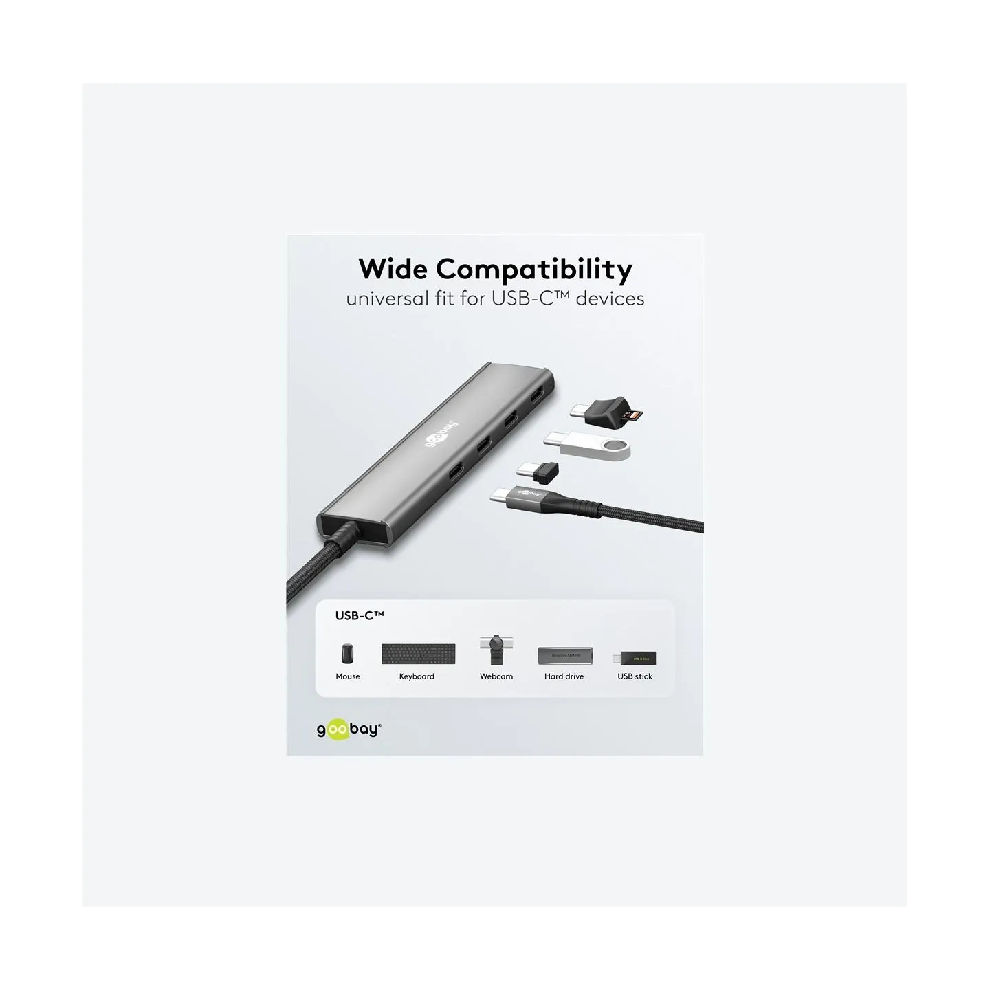 Goobay Slim 4-Port USB Hub, USB-C to USB-C, 5 Gbit/s