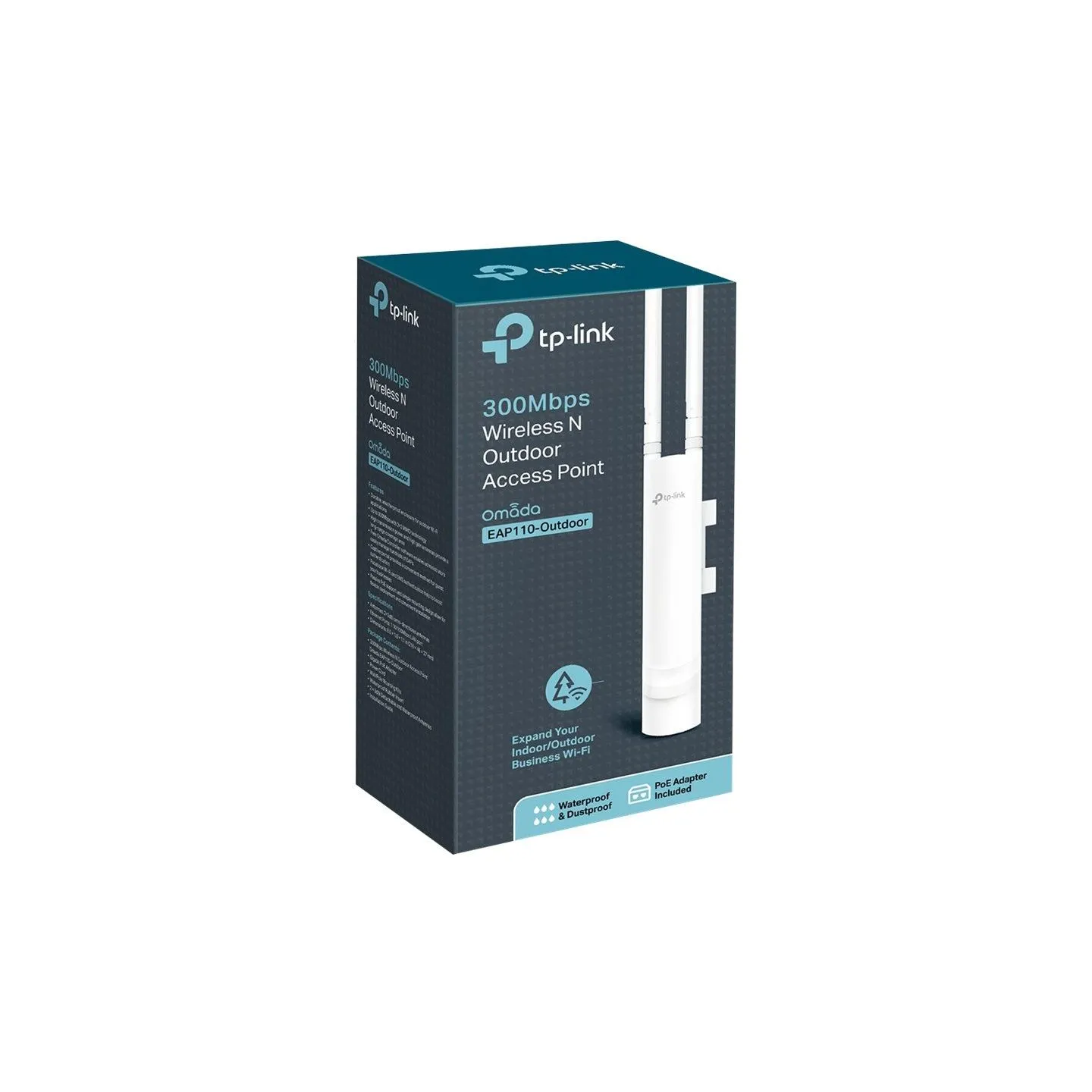 Tp-Link N300 Wireless N Outdoor Access Point EAP110 802.11n 2.4 GHz 300 Mbit/s Ethernet LAN (RJ-45) ports 1 MU-MiMO Yes PoE in A