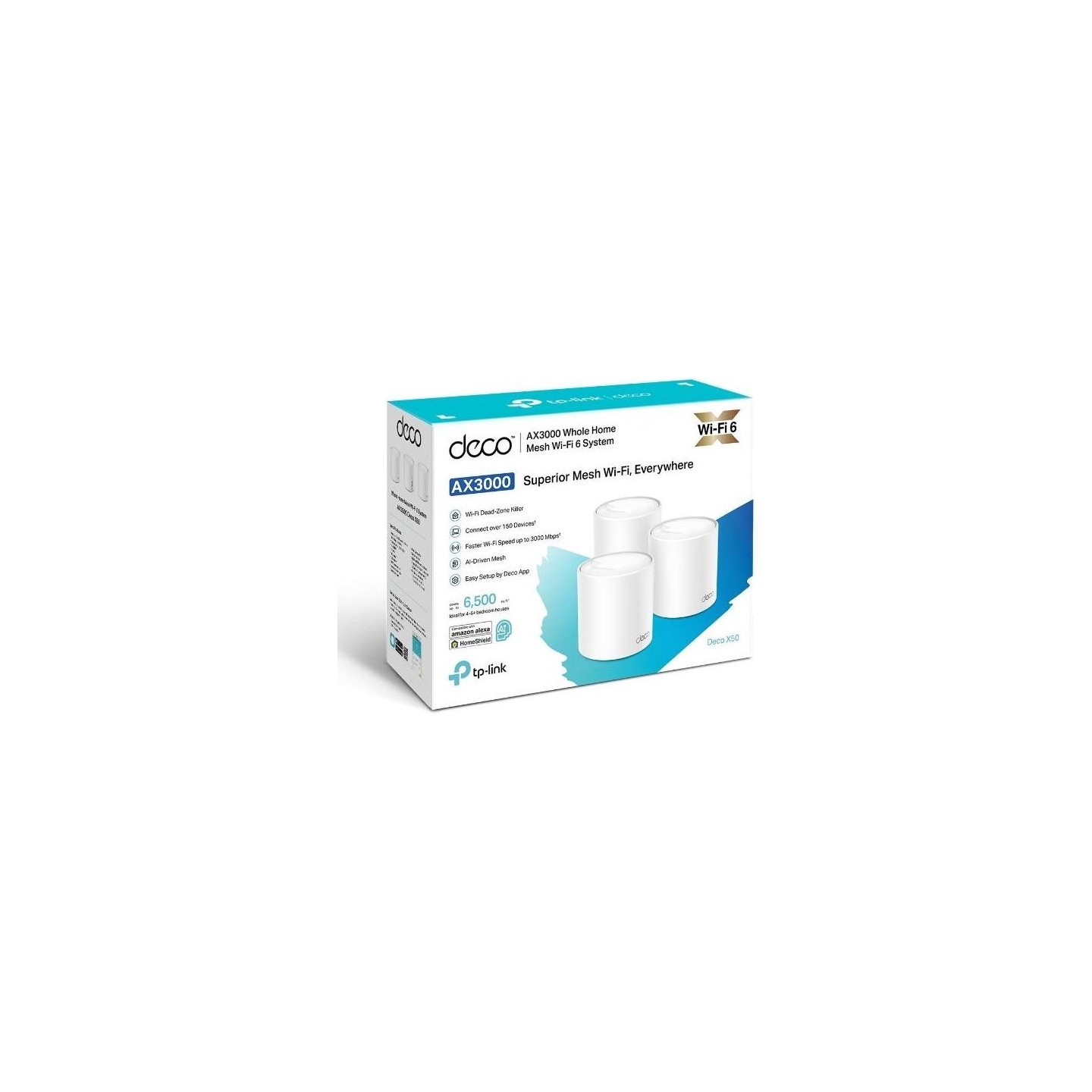 Tp-Link Wireless Router|TP-LINK|Wireless Router|3-pack|2900 Mbps|Mesh|Wi-Fi 6|3x10/100/1000M|Number of antennas 2|DECOX50(3-PACK