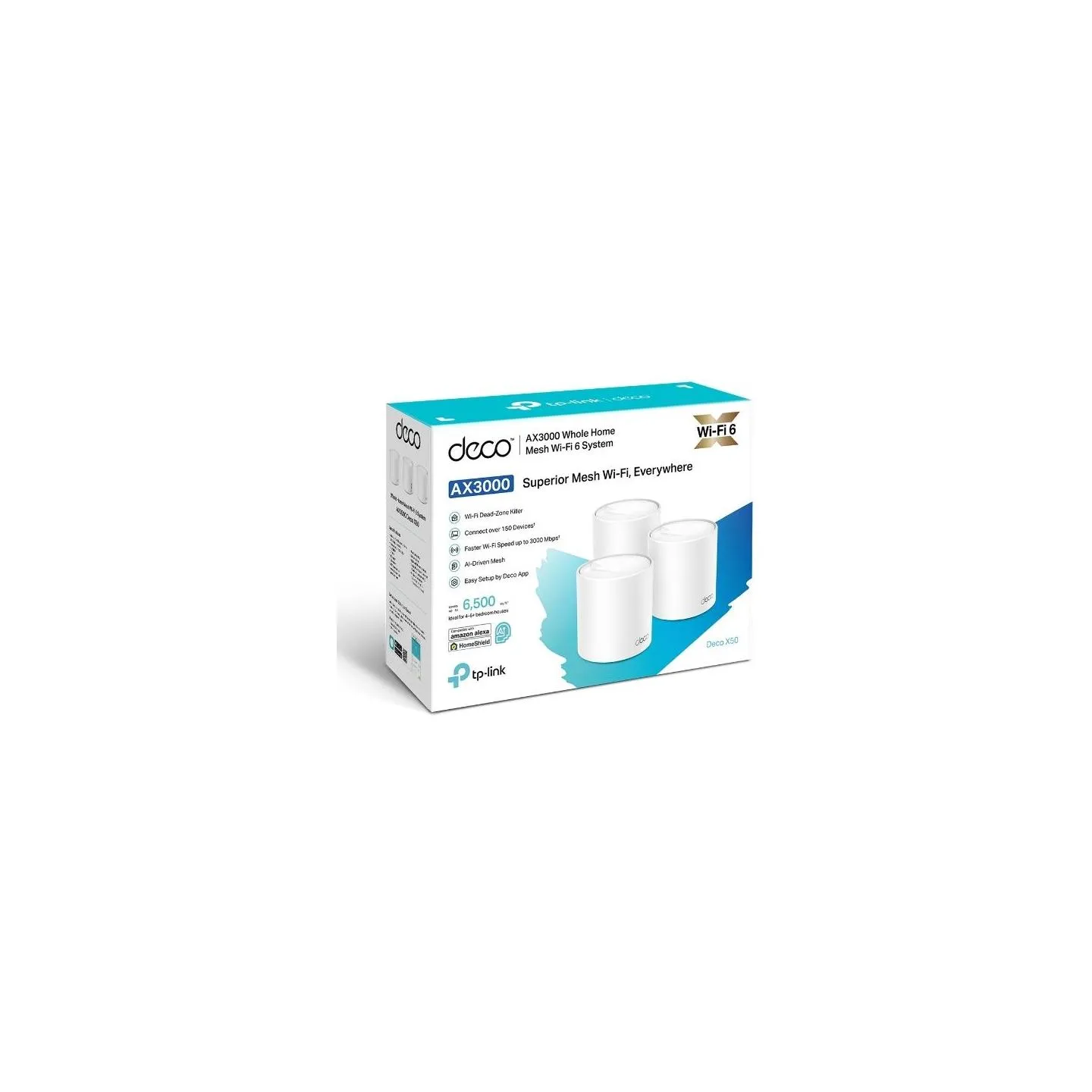 Tp-Link Wireless Router|TP-LINK|Wireless Router|3-pack|2900 Mbps|Mesh|Wi-Fi 6|3x10/100/1000M|Number of antennas 2|DECOX50(3-PACK
