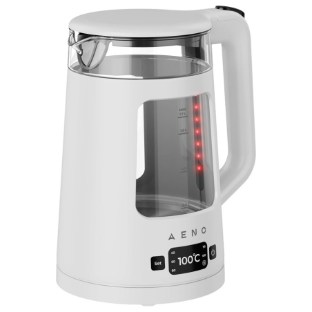 Aeno EK6 Electric Kettle, 1.7L, LED Display, Temp Control 40-100°C, Strix