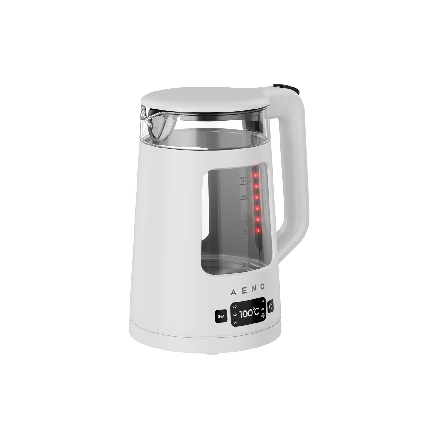 Aeno EK6 Electric Kettle, 1.7L, LED Display, Temp Control 40-100°C, Strix