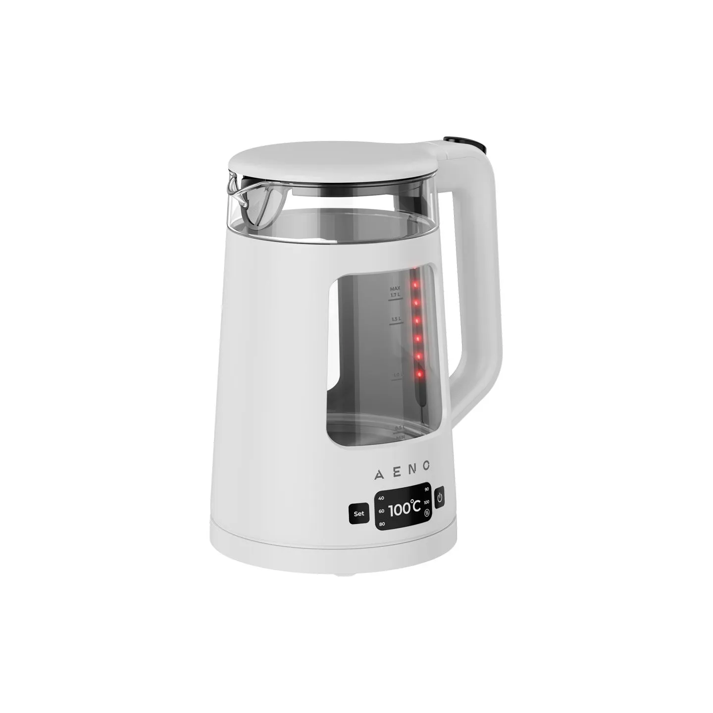 Aeno EK6 Electric Kettle, 1.7L, LED Display, Temp Control 40-100°C, Strix