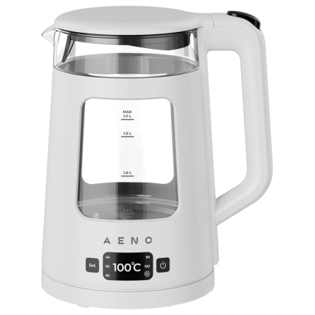 Aeno EK6 Electric Kettle, 1.7L, LED Display, Temp Control 40-100°C, Strix