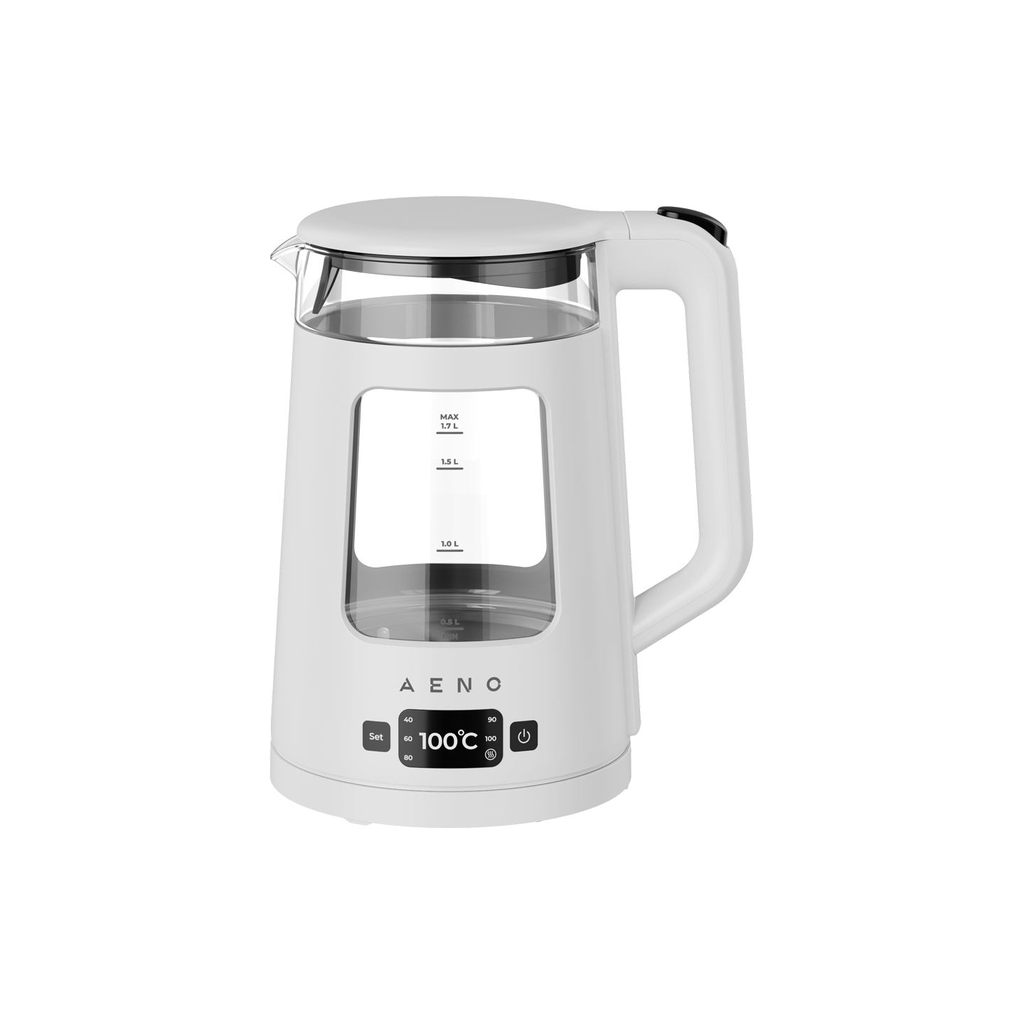 Aeno EK6 Electric Kettle, 1.7L, LED Display, Temp Control 40-100°C, Strix