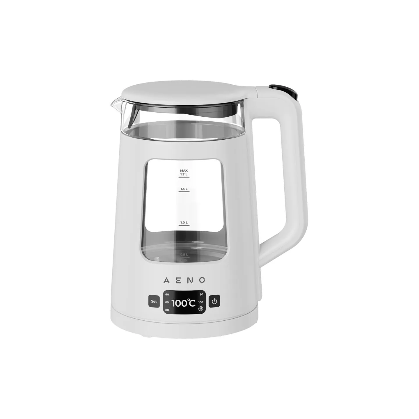 Aeno EK6 Electric Kettle, 1.7L, LED Display, Temp Control 40-100°C, Strix