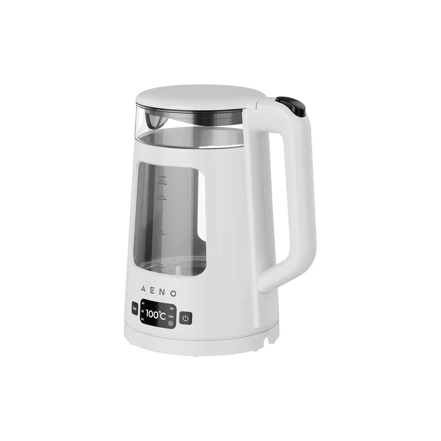 Aeno EK6 Electric Kettle, 1.7L, LED Display, Temp Control 40-100°C, Strix