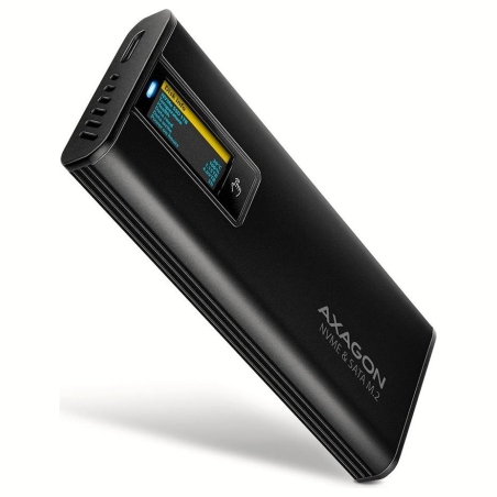 Axagon EEM2-SD2B USB-C 10Gbps-M.2 NVMe & SATA SSD DISPLAY box