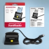 Axagon CRE-SM4NC USB-C Smart card StandReader. Universal desktop USB contact Smart ID card reader with a long USB-C cable.