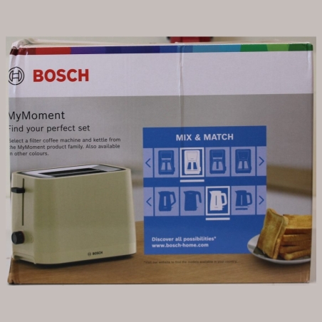 Bosch TAT3M127 MyMoment Compact toaster, 950 W, 2 slots, Beige |  Compact Toaster | TAT3M127 MyMoment | Number of slots 2 | Hous