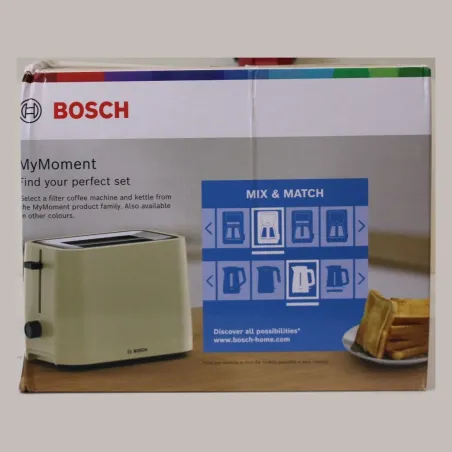 Bosch TAT3M127 MyMoment Compact toaster, 950 W, 2 slots, Beige |  Compact Toaster | TAT3M127 MyMoment | Number of slots 2 | Hous