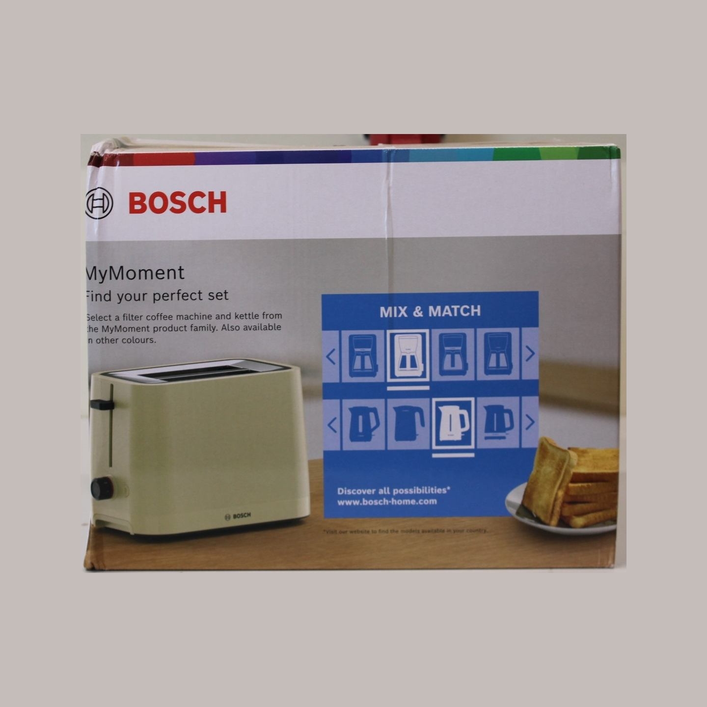 Bosch TAT3M127 MyMoment Compact toaster, 950 W, 2 slots, Beige |  Compact Toaster | TAT3M127 MyMoment | Number of slots 2 | Hous