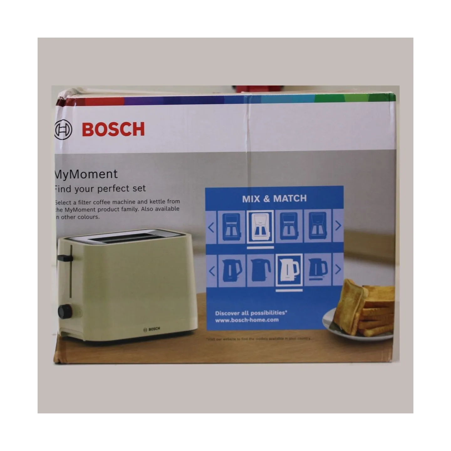 Bosch TAT3M127 MyMoment Compact toaster, 950 W, 2 slots, Beige |  Compact Toaster | TAT3M127 MyMoment | Number of slots 2 | Hous