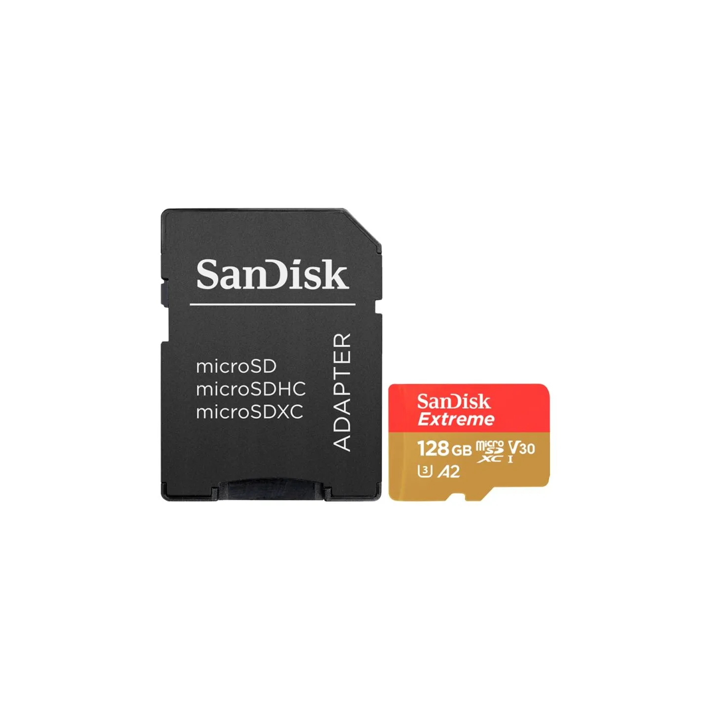 Sandisk Extreme microSDXC 128GB + SD Adapter + 1 year RescuePRO Deluxe up to 190MB/s & 90MB/s Read/Write speeds A2 C10 V30 UHS-I