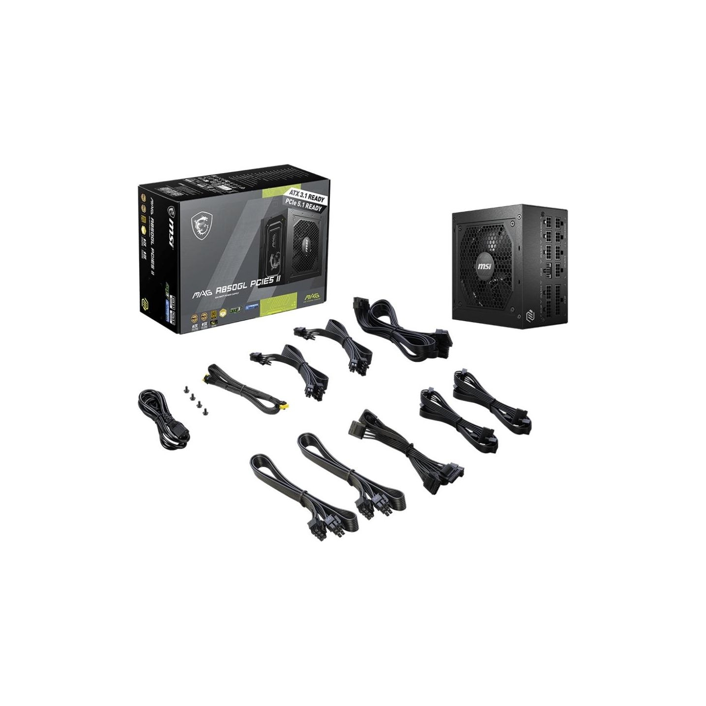 MSI Power Supply|MSI|MAG A850GL PCIE5 II|850 Watts|Efficiency 80 PLUS GOLD|PFC Active|MAGA850GLPCIE5II