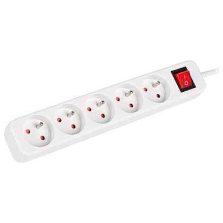 Lanberg Cable Power Strip, 5X French Outlets with Switch, Quality-Grade Copper, 1.5 m | PS1-05E-0150-W