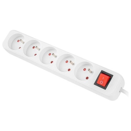 Lanberg Cable Power Strip, 5X French Outlets with Switch, Quality-Grade Copper, 1.5 m | PS1-05E-0150-W