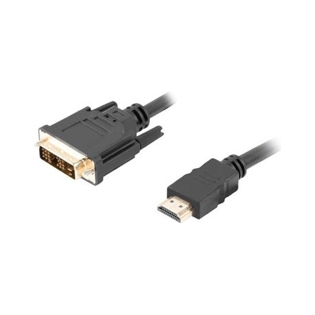 Lanberg HDMI to DVI-D Cable, Single Link with Gold-Plated Connectors | CA-HDDV-10CC-0018-BK | HDMI to DVI-D | 1.8 m