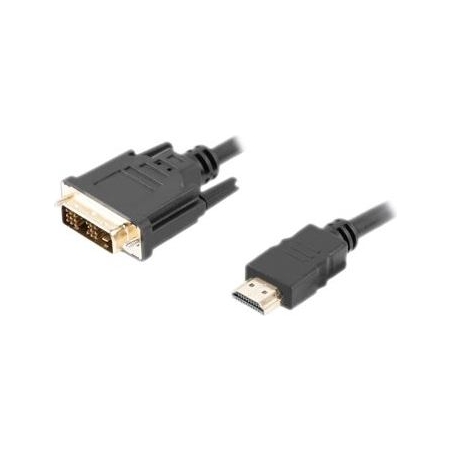 Lanberg HDMI to DVI-D Cable, Single Link with Gold-Plated Connectors | CA-HDDV-10CC-0018-BK | HDMI to DVI-D | 1.8 m