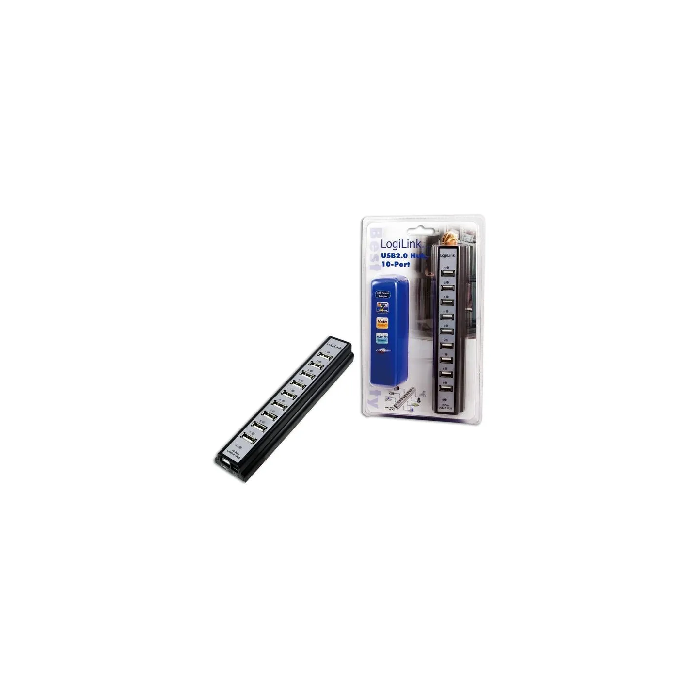Logilink | USB 2.0 Hub-10 port whit power adapter