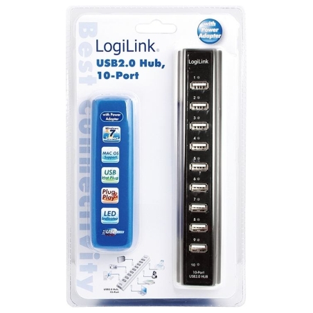 Logilink | USB 2.0 Hub-10 port whit power adapter