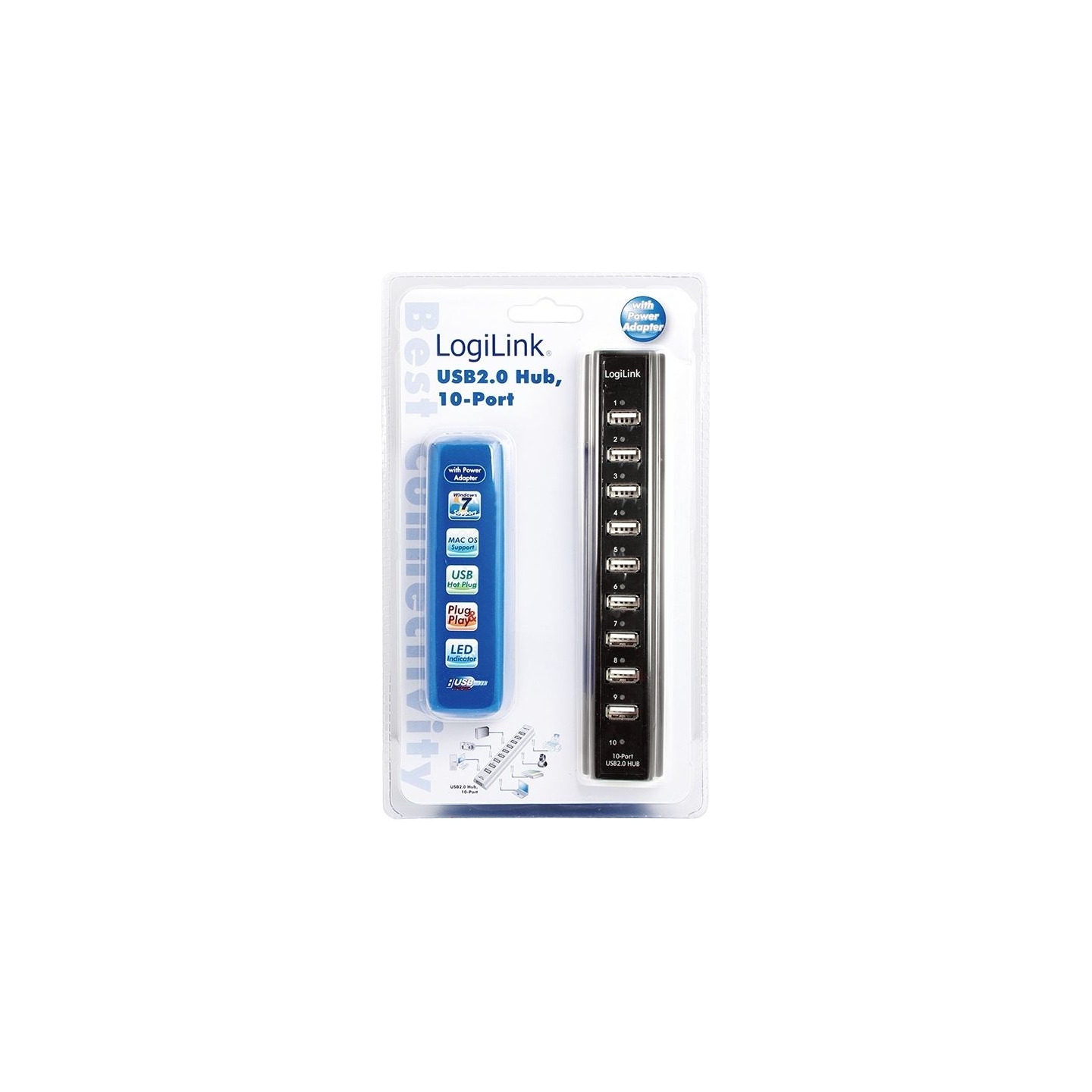 Logilink | USB 2.0 Hub-10 port whit power adapter