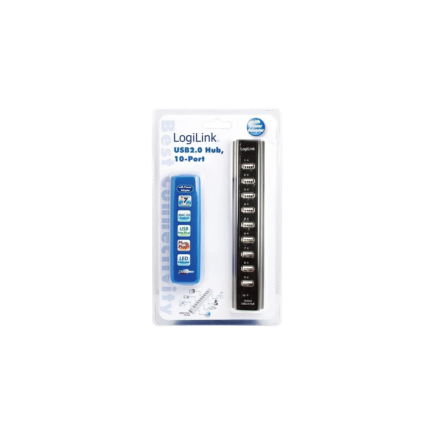 Logilink | USB 2.0 Hub-10 port whit power adapter