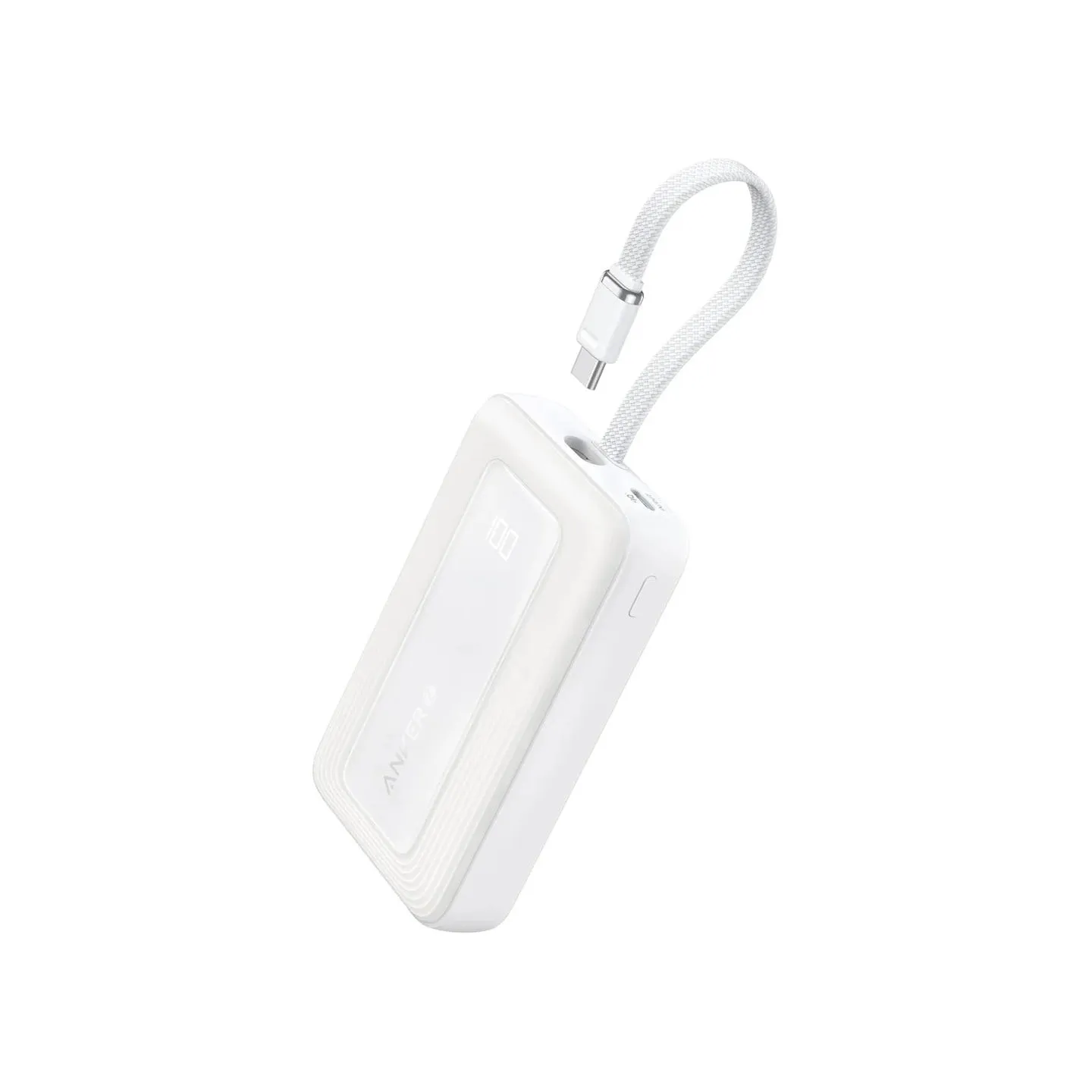 Anker Power Bank, Built-In USB-C Cable, 30W | A1688H21 | 10000 mAh | White