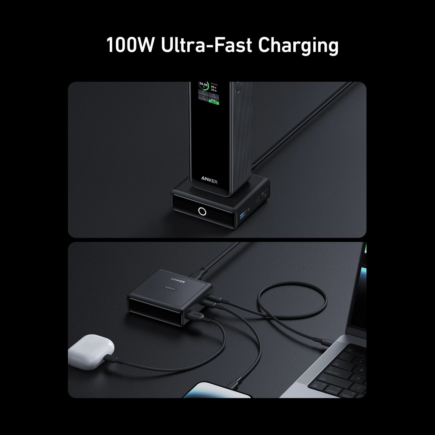 Anker Prime Charging Base for Power Bank, 100W | A1902311 | Black