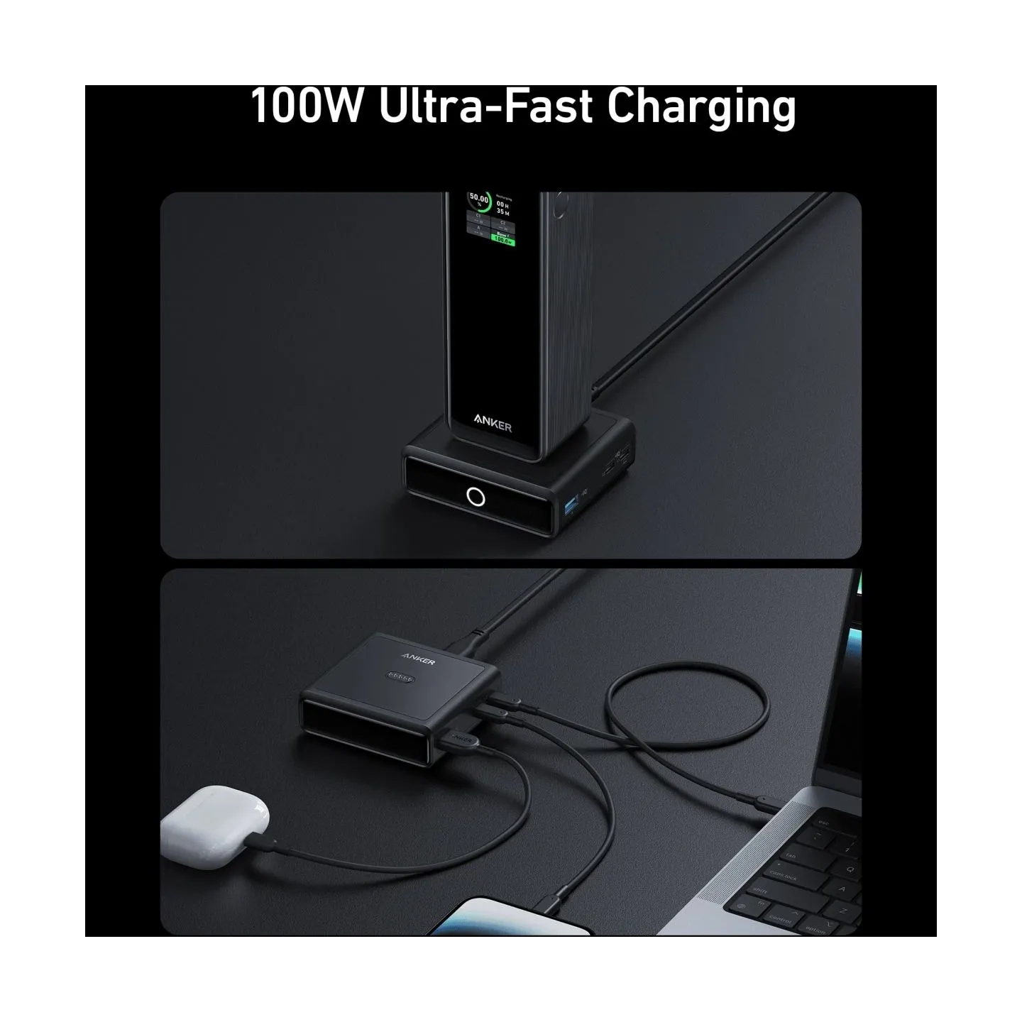 Anker Prime Charging Base for Power Bank, 100W | A1902311 | Black