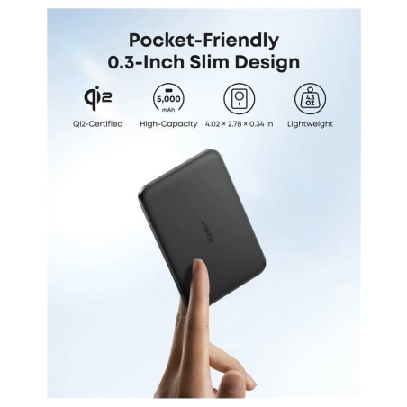 Anker Nano Power Bank (5K, Slim) | 5000 mAh | 24 pin USB-C | Black