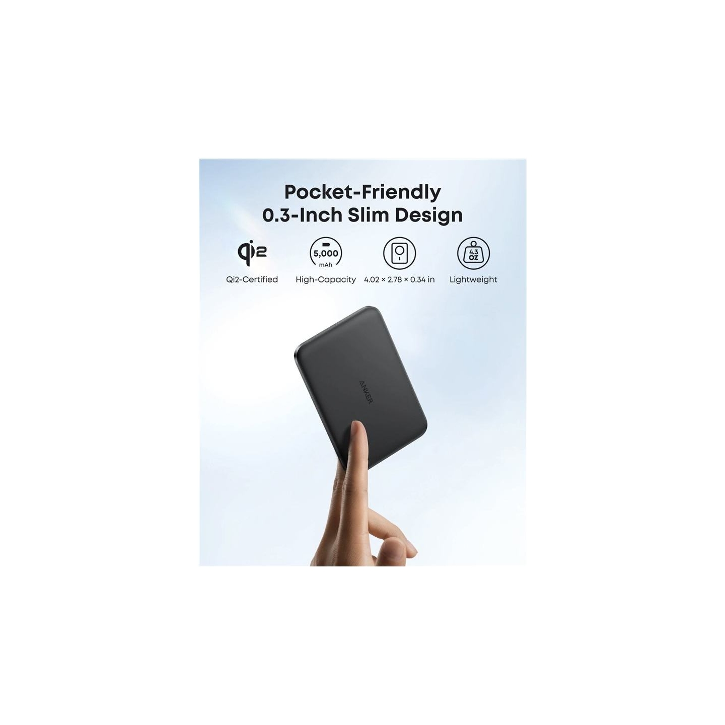 Anker Nano Power Bank (5K, Slim) | 5000 mAh | 24 pin USB-C | Black