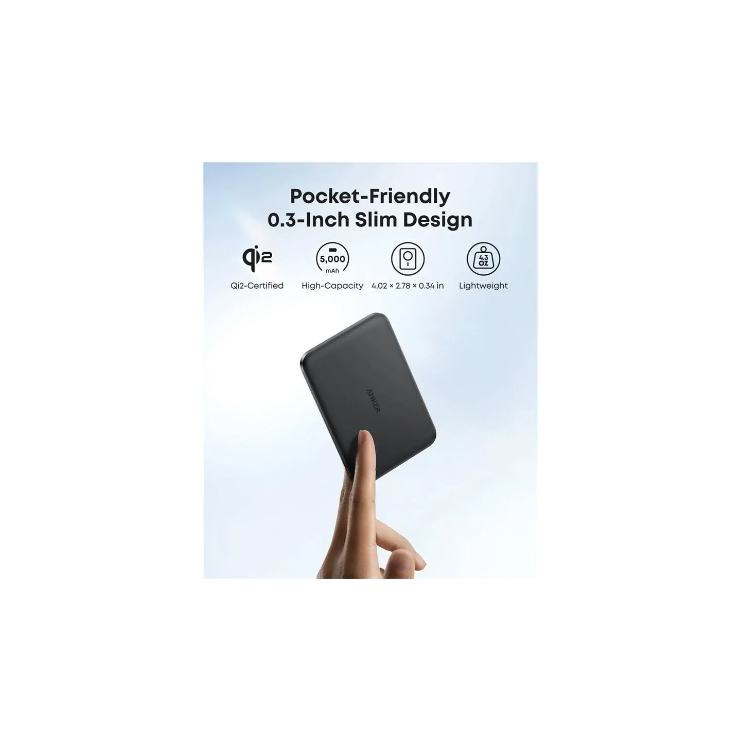 Anker Nano Power Bank (5K, Slim) | 5000 mAh | 24 pin USB-C | Black