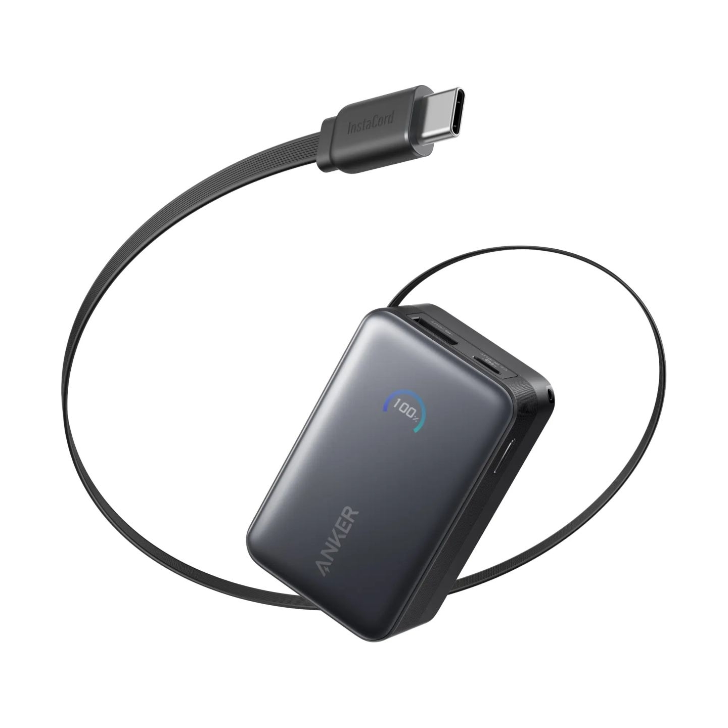Anker Nano Power Bank 45W with Built-In Retractable USB-C Cable | A1638H11 | 10000 mAh | Black