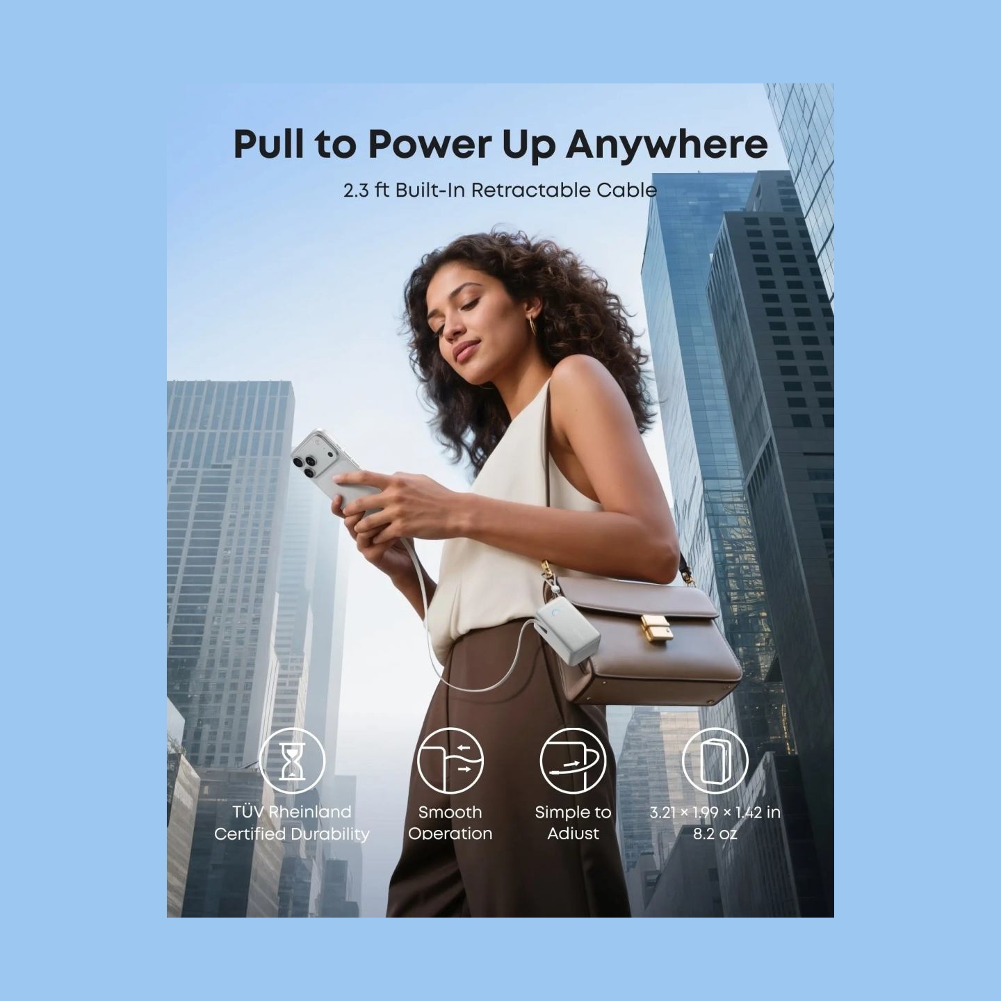 Anker Nano Power Bank 45W with Built-In Retractable USB-C Cable | A1638H11 | 10000 mAh | Black