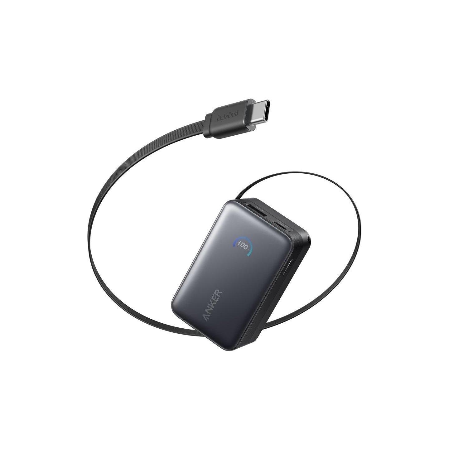Anker Nano Power Bank 45W with Built-In Retractable USB-C Cable | A1638H11 | 10000 mAh | Black