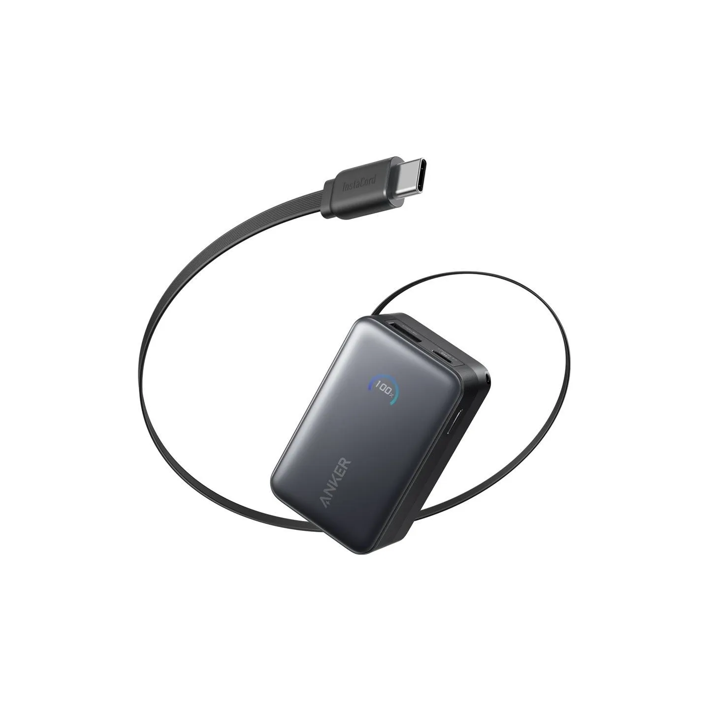 Anker Nano Power Bank 45W with Built-In Retractable USB-C Cable | A1638H11 | 10000 mAh | Black