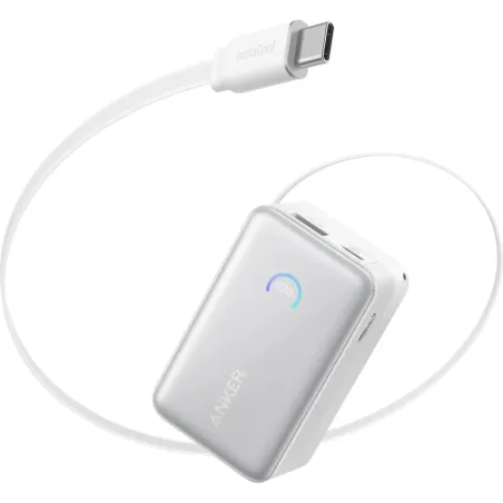 Anker Nano Power Bank 45W with Built-In Retractable USB-C Cable | A1638H21 | 10000 mAh | White