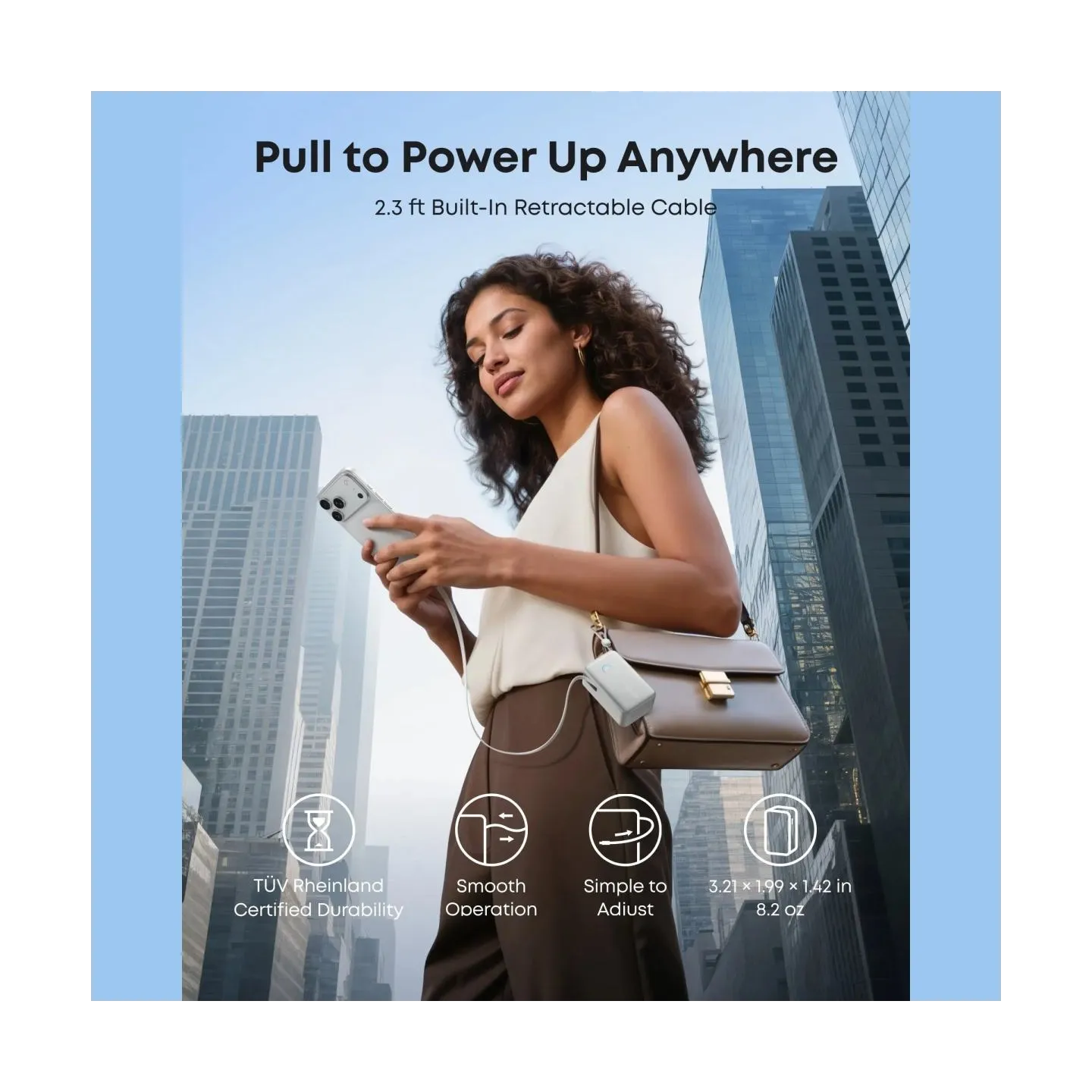 Anker Nano Power Bank 45W with Built-In Retractable USB-C Cable | A1638H21 | 10000 mAh | White