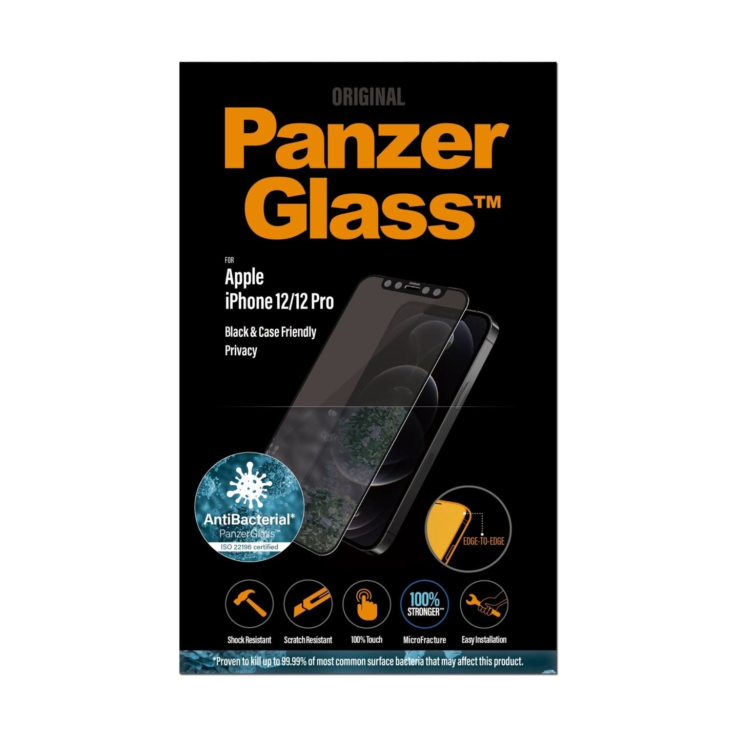 Panzerglass | Apple | For iPhone 12/12 Pro | Glass | Black | Case Friendly | Privacy glass