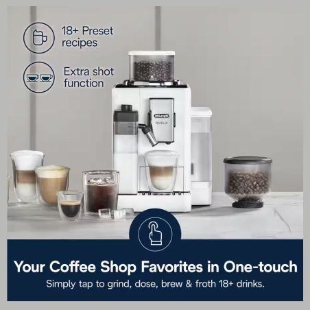 Delonghi | Coffee maker | Rivelia EXAM440.55.W | Pump pressure 19 bar | Built-in milk frother | Fully Automatic | 1450 W | Arcti