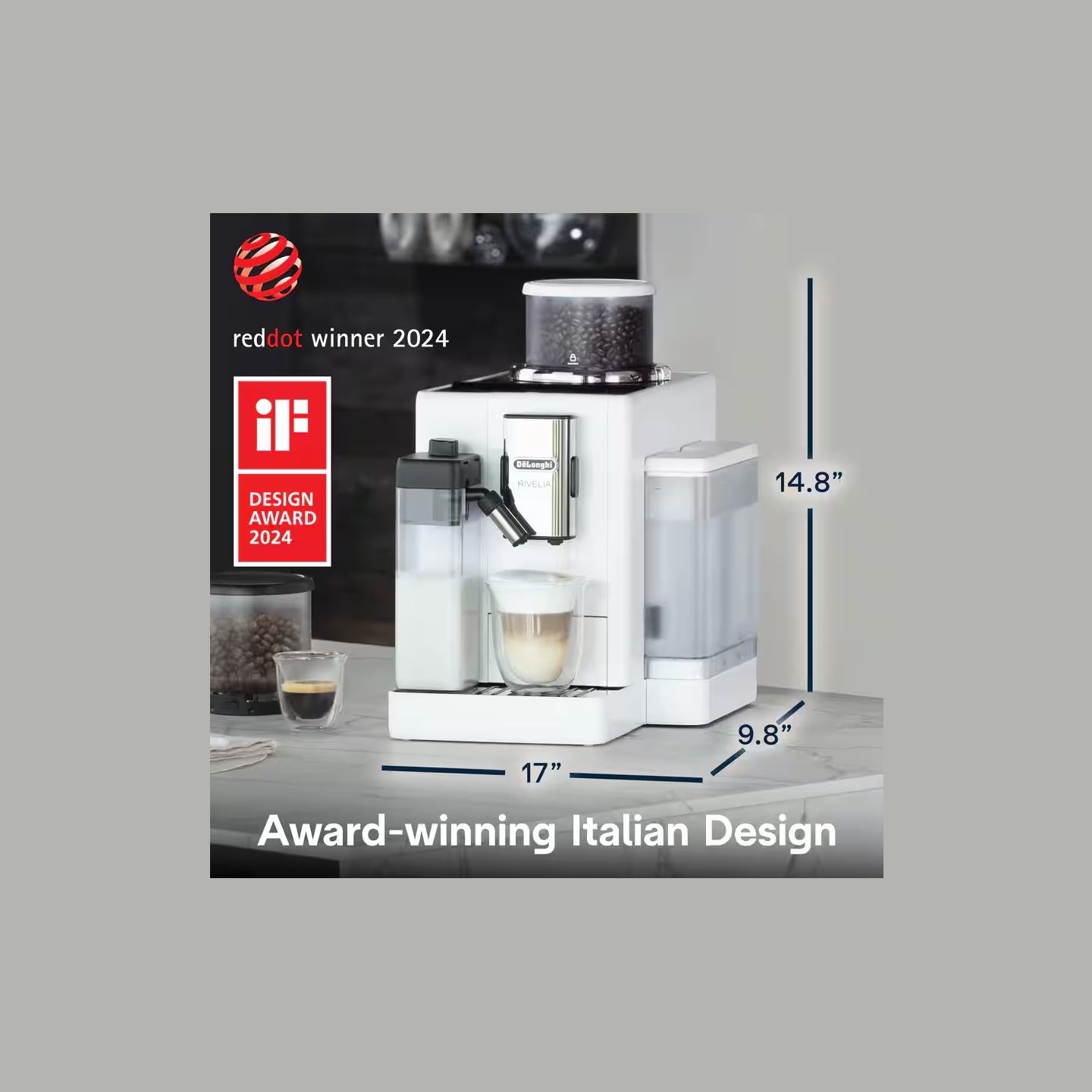 Delonghi | Coffee maker | Rivelia EXAM440.55.W | Pump pressure 19 bar | Built-in milk frother | Fully Automatic | 1450 W | Arcti