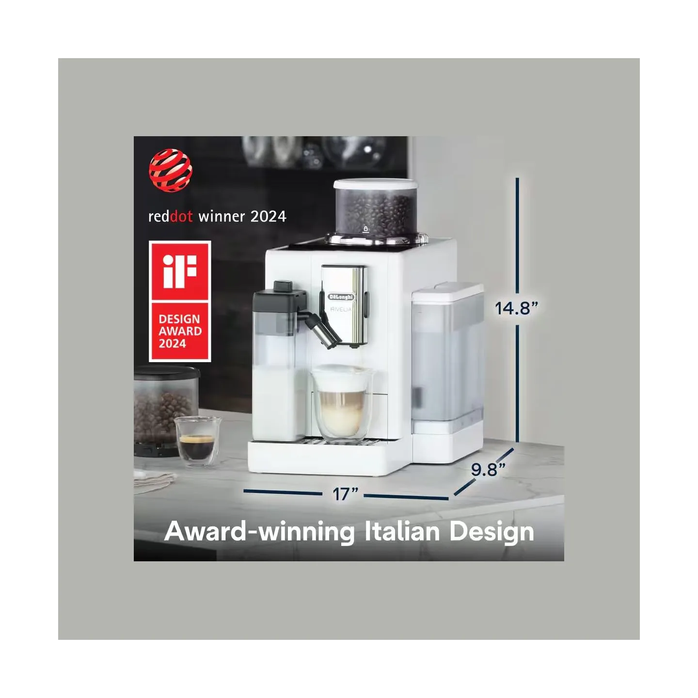 Delonghi | Coffee maker | Rivelia EXAM440.55.W | Pump pressure 19 bar | Built-in milk frother | Fully Automatic | 1450 W | Arcti