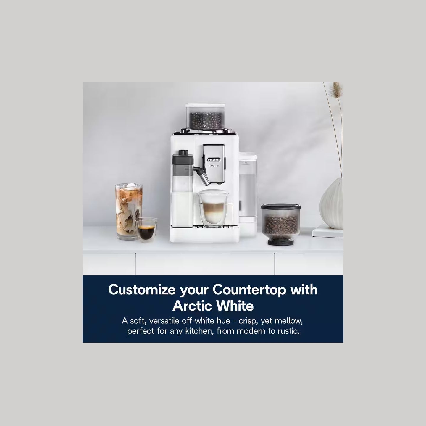 Delonghi | Coffee maker | Rivelia EXAM440.55.W | Pump pressure 19 bar | Built-in milk frother | Fully Automatic | 1450 W | Arcti